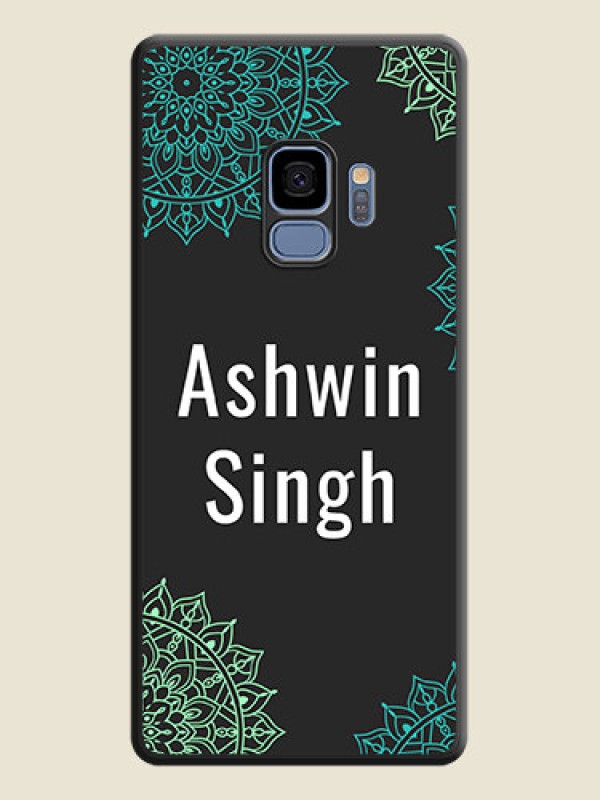 Custom Your Name with Floral Design on Space Black Custom Soft Matte Back Cover - Galaxy S9