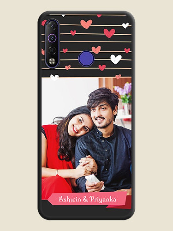 Custom Love Pattern with Name on Pink Ribbon  on Photo on Space Black Soft Matte Back Cover - Tecno Camon 12 Air