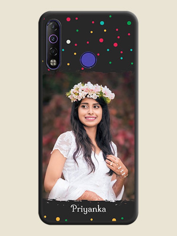 Custom Multicolor Dotted Pattern with Text on Space Black Custom Soft Matte Phone Back Cover - Tecno Camon 12 Air