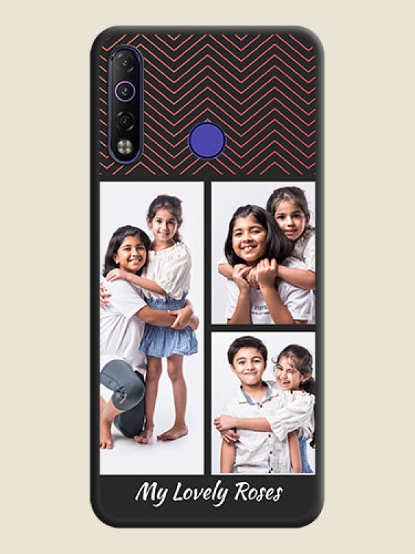 Custom Wave Pattern with 3 Image Holder on Space Black Custom Soft Matte Back Cover - Tecno Camon 12 Air