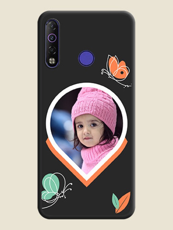 Custom Upload Pic With Simple Butterly Design On Space Black Personalized Soft Matte Phone Covers -Tecno Camon 12 Air