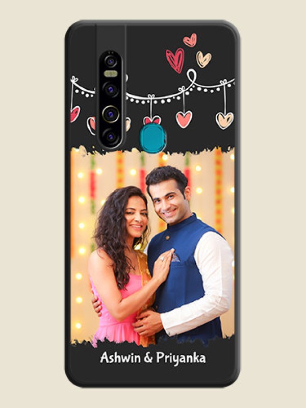 Custom Pink Love Hangings with Name on Space Black Custom Soft Matte Phone Cases - Tecno Camon 15 Pro