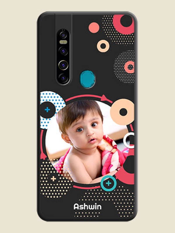 Custom Multicoloured Round Image on Personalised Space Black Soft Matte Cases - Tecno Camon 15 Pro
