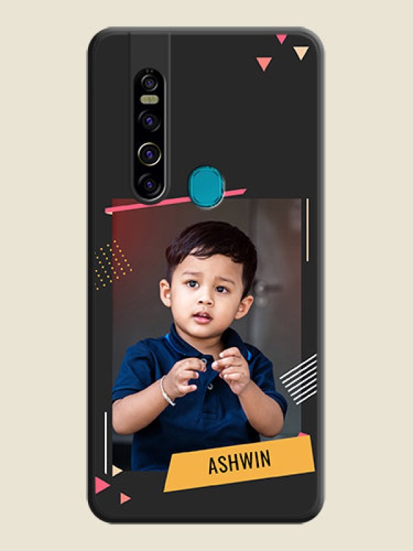 Custom Photo Frame with Triangle Small Dots on Photo on Space Black Soft Matte Back Cover - Tecno Camon 15 Pro