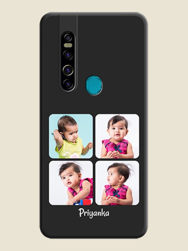 Custom Floral Art with 6 Image Holder on Photo on Space Black Soft Matte Mobile Case - Tecno Camon 15 Pro