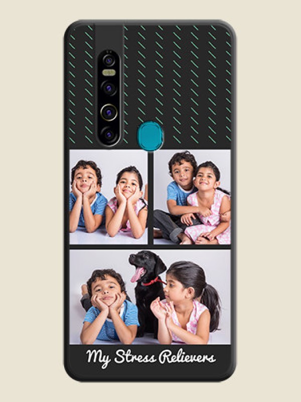 Custom Cross Dotted Pattern with 2 Image Holder  on Personalised Space Black Soft Matte Cases - Tecno Camon 15 Pro
