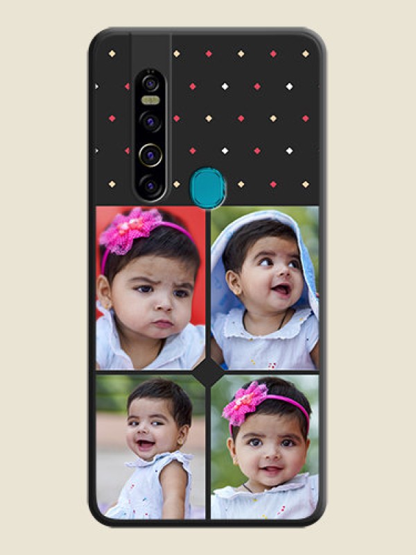 Custom Multicolor Dotted Pattern with 4 Image Holder on Space Black Custom Soft Matte Phone Cases - Tecno Camon 15 Pro