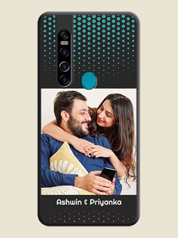 Custom Faded Dots with Grunge Photo Frame and Text on Space Black Custom Soft Matte Phone Cases - Tecno Camon 15 Pro