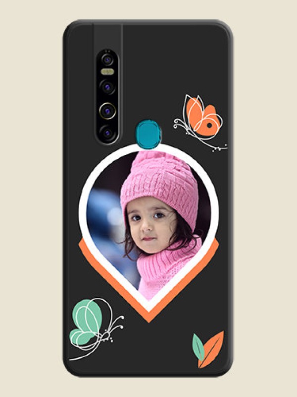 Custom Upload Pic With Simple Butterly Design On Space Black Personalized Soft Matte Phone Covers -Tecno Camon 15 Pro