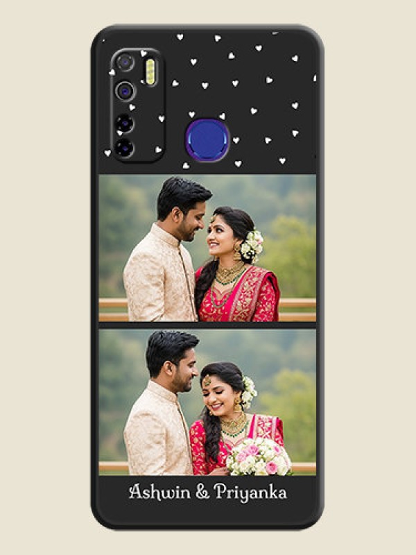 Custom Miniature Love Symbols with Name on Space Black Custom Soft Matte Back Cover - Tecno Camon 15