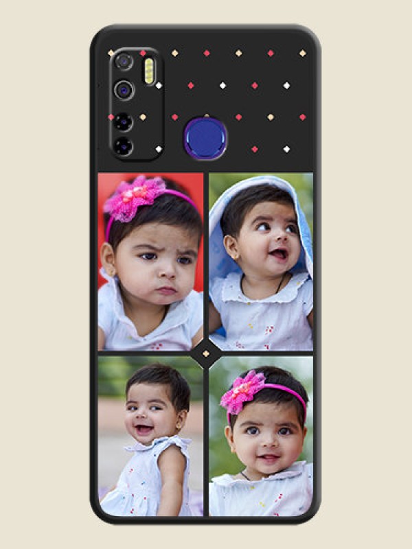 Custom Multicolor Dotted Pattern with 4 Image Holder on Space Black Custom Soft Matte Phone Cases - Tecno Camon 15
