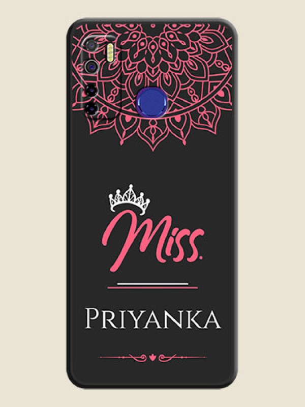 Custom Mrs Name with Floral Design on Space Black Personalized Soft Matte Phone Covers - Tecno Camon 15