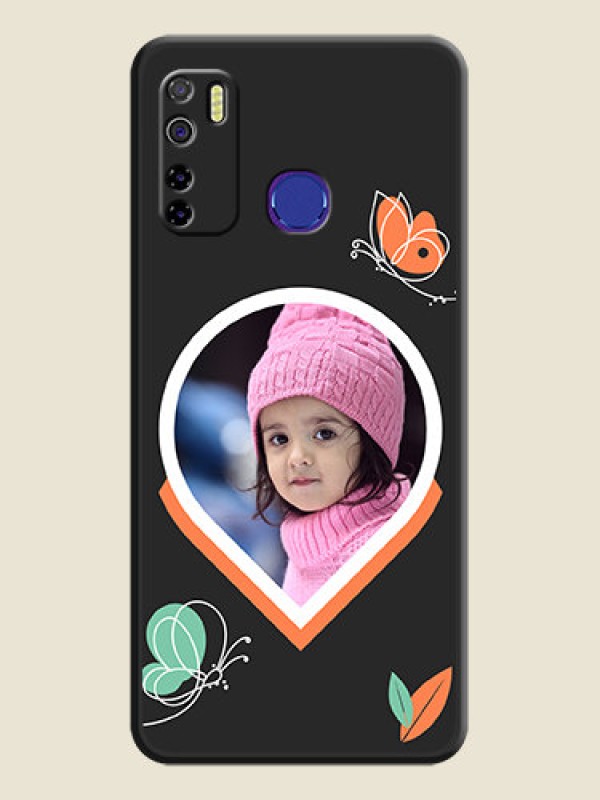 Custom Upload Pic With Simple Butterly Design On Space Black Personalized Soft Matte Phone Covers -Tecno Camon 15