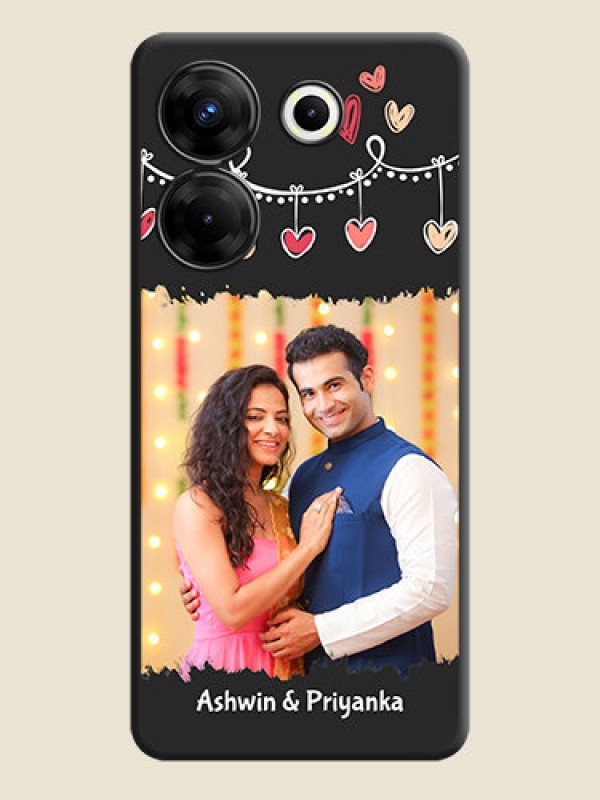 Custom Pink Love Hangings with Name on Space Black Custom Soft Matte Phone Cases - Tecno Camon 20 Pro