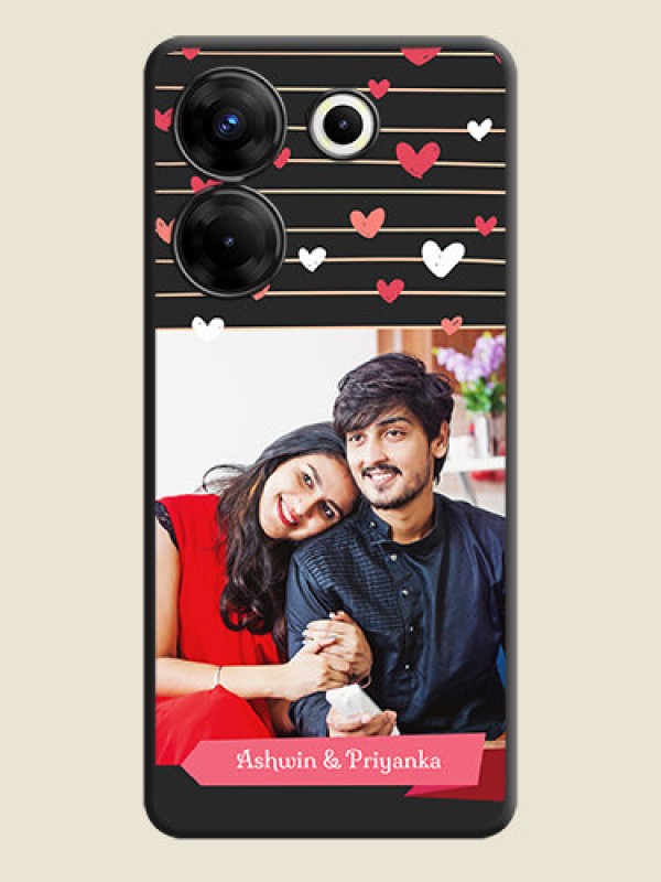 Custom Love Pattern with Name on Pink Ribbon - Photo on Space Black Soft Matte Back Cover - Tecno Camon 20 Pro