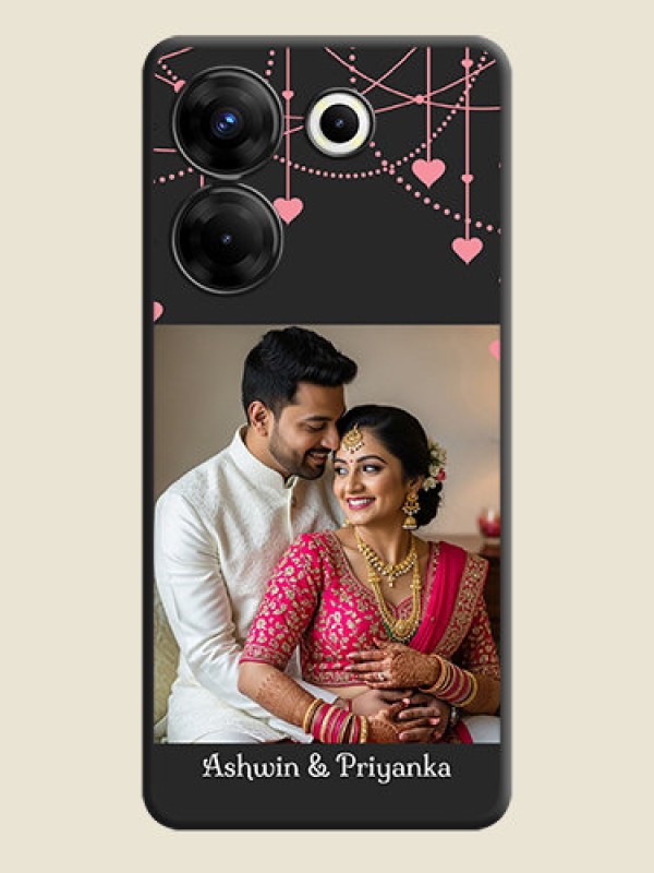 Custom Pink Love Hangings with Text on Space Black Custom Soft Matte Back Cover - Tecno Camon 20 Pro