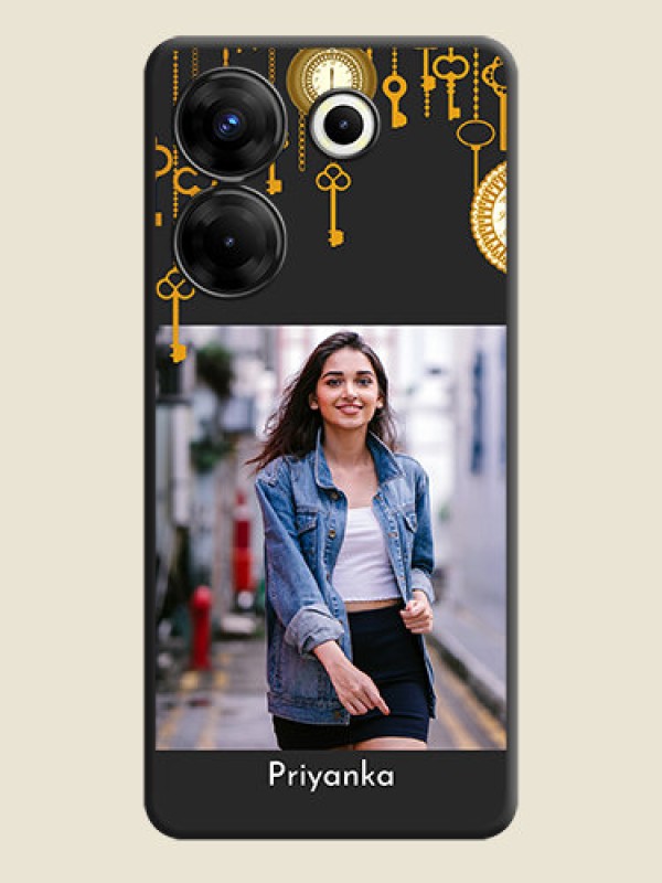 Custom Decorative Design with Text on Space Black Custom Soft Matte Back Cover - Tecno Camon 20 Pro