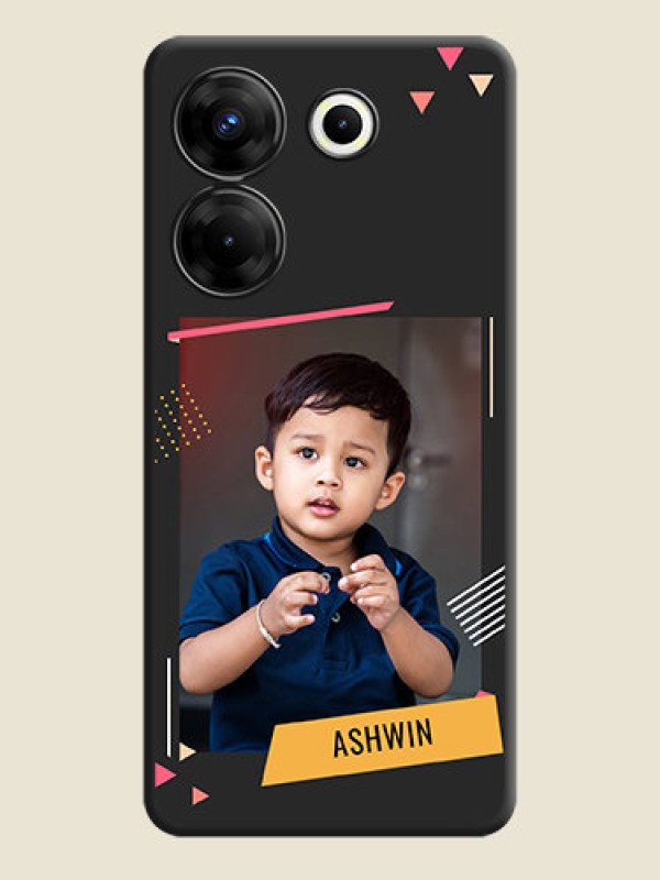 Custom Photo Frame with Triangle Small Dots - Photo on Space Black Soft Matte Back Cover - Tecno Camon 20 Pro