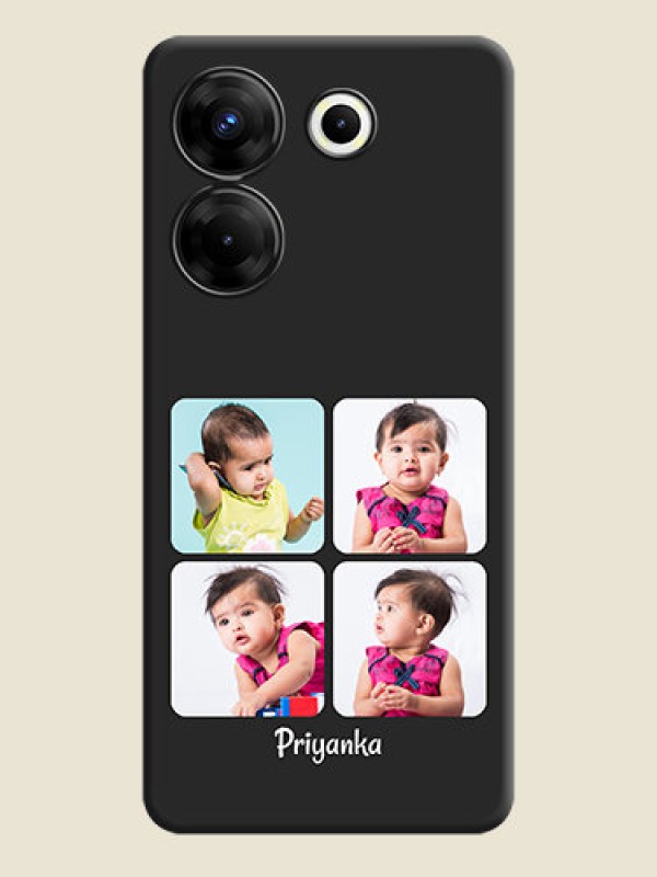 Custom Floral Art with 6 Image Holder - Photo on Space Black Soft Matte Mobile Case - Tecno Camon 20 Pro