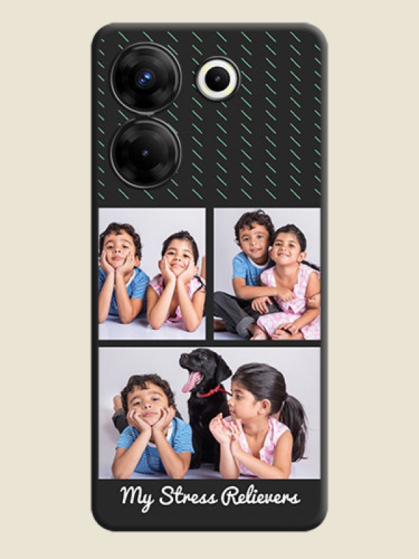 Custom Cross Dotted Pattern with 2 Image Holder on Personalised Space Black Soft Matte Cases - Tecno Camon 20 Pro