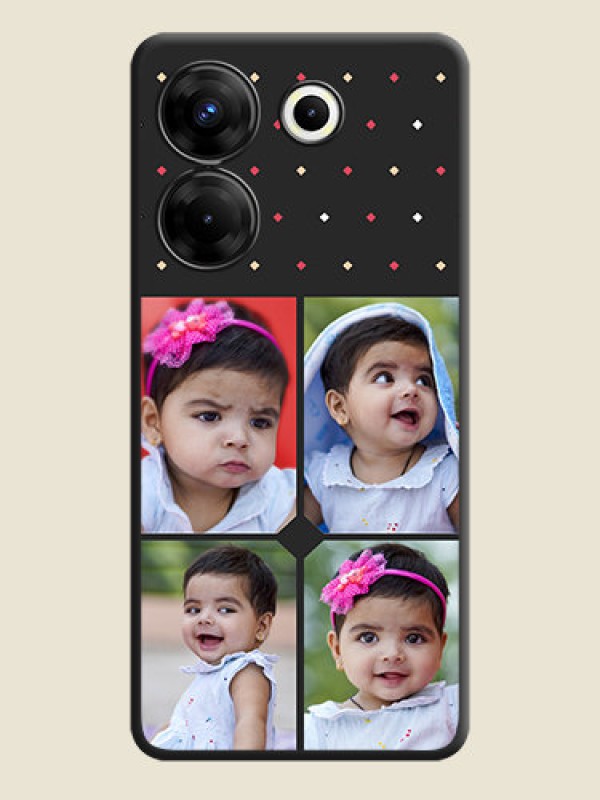 Custom Multicolor Dotted Pattern with 4 Image Holder on Space Black Custom Soft Matte Phone Cases - Tecno Camon 20 Pro