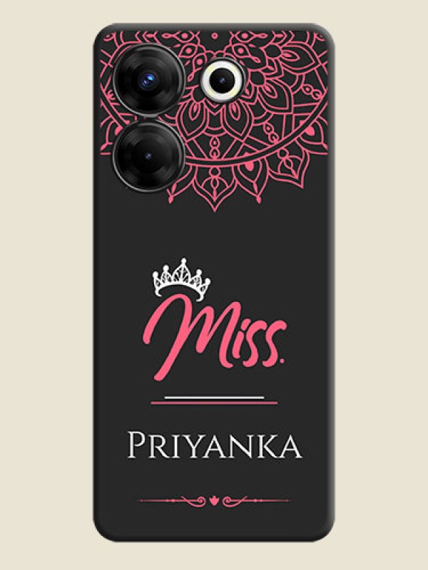 Custom Mrs Name with Floral Design on Space Black Personalized Soft Matte Phone Covers - Tecno Camon 20 Pro