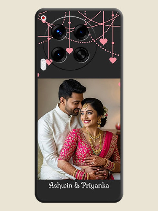 Custom Pink Love Hangings with Text On Space Black Custom Soft Matte Mobile Back Cover - Camon 30 5G
