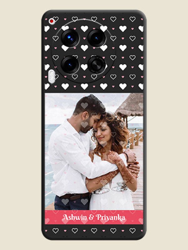 Custom White Color Love Symbols with Text Design on Photo On Space Black Custom Soft Matte Mobile Back Cover - Camon 30 5G