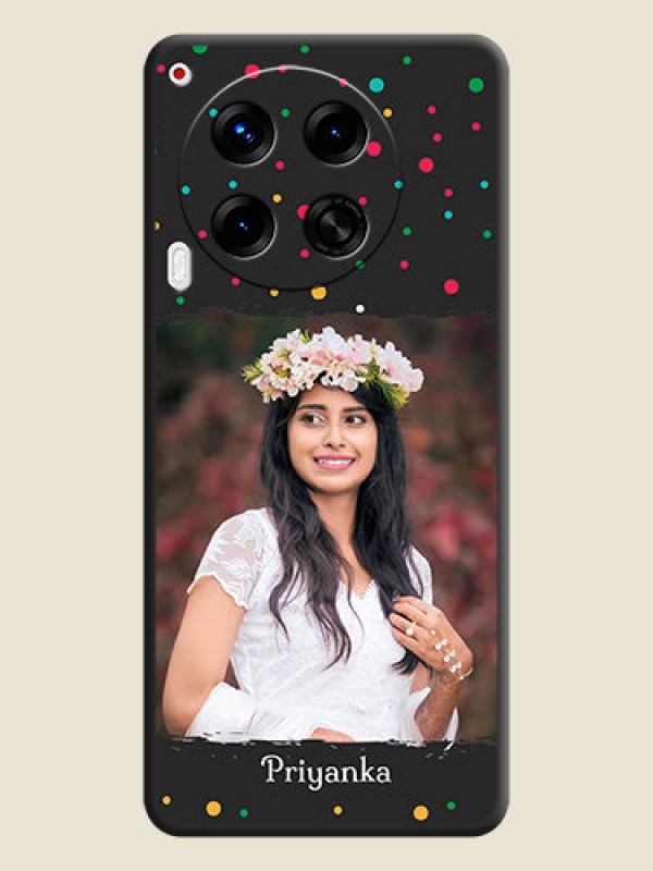 Custom Multicolor Dotted Pattern with Text On Space Black Custom Soft Matte Mobile Back Cover - Camon 30 5G