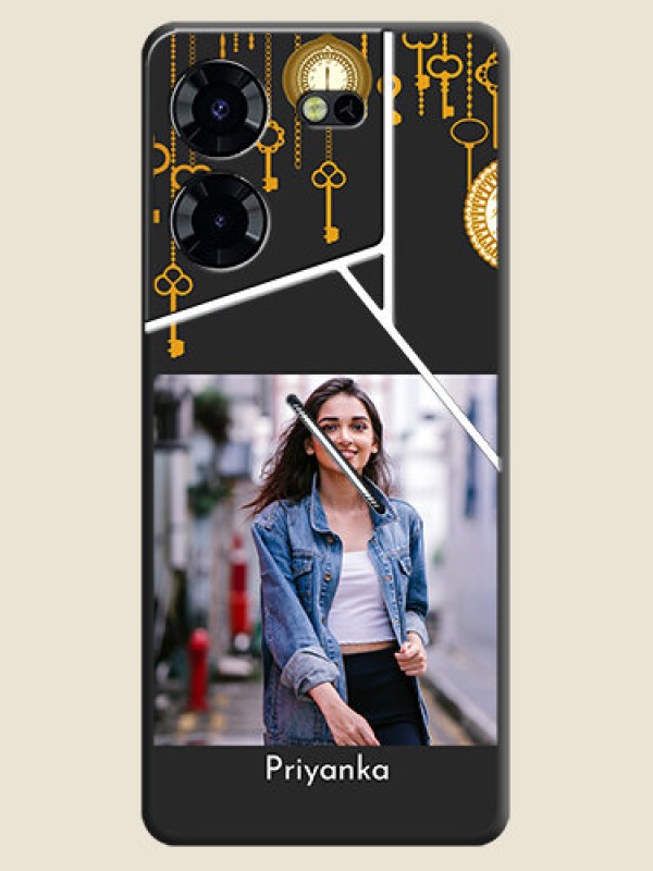 Custom Decorative Design with Text On Space Black Custom Soft Matte Mobile Back Cover - Pova 5 Pro 5G