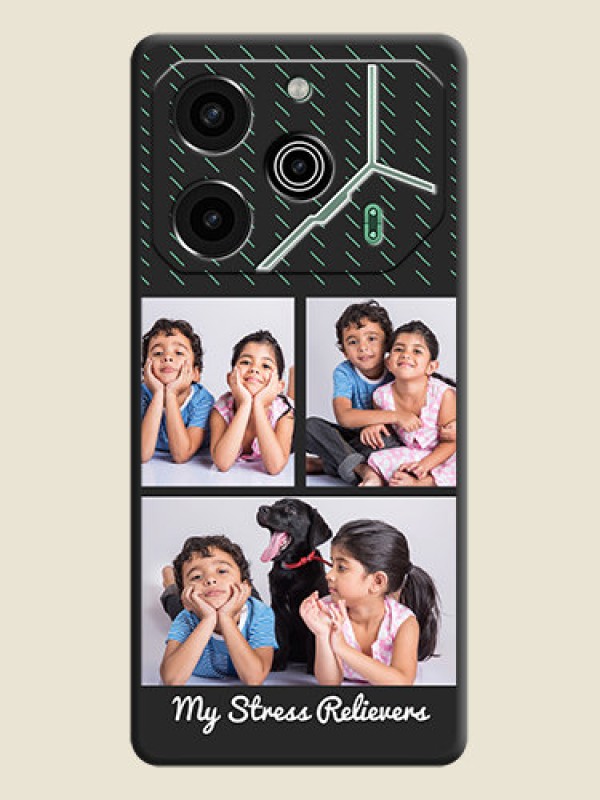 Custom Cross Dotted Pattern with 2 Image Holder On Space Black Custom Soft Matte Mobile Back Cover - Pova 6 Pro 5G