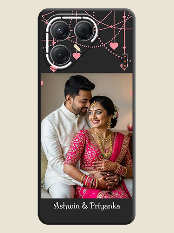 Custom Pink Love Hangings with Text On Space Black Custom Soft Matte Mobile Back Cover - Tecno Pova 7 5G