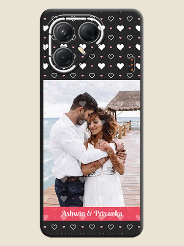 Custom White Color Love Symbols with Text Design on Photo On Space Black Custom Soft Matte Mobile Back Cover - Tecno Pova 7 5G