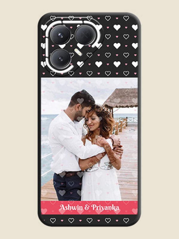 Custom White Color Love Symbols with Text Design on Photo On Space Black Custom Soft Matte Mobile Back Cover - Tecno Pova 7 Pro 5G