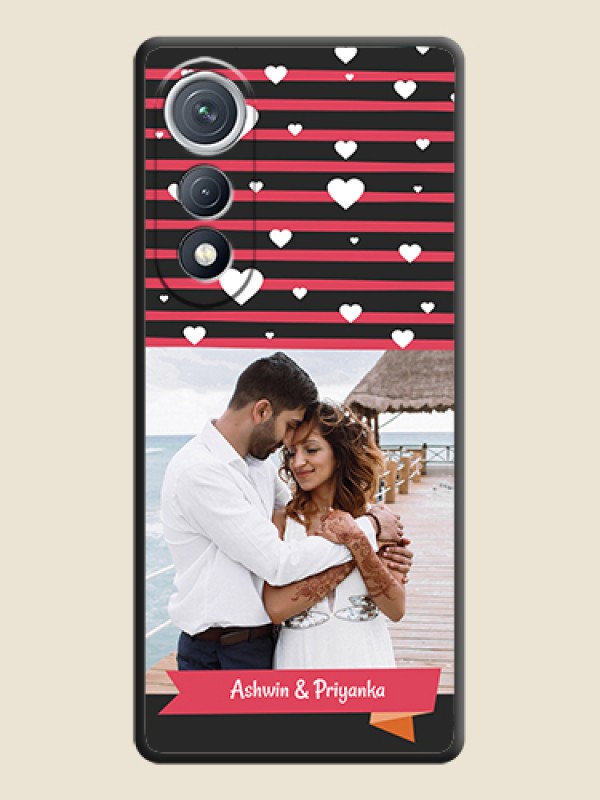 Custom White Color Love Symbols with Pink Lines Pattern On Space Black Custom Soft Matte Mobile Back Cover - Tecno Pova Curve 5G