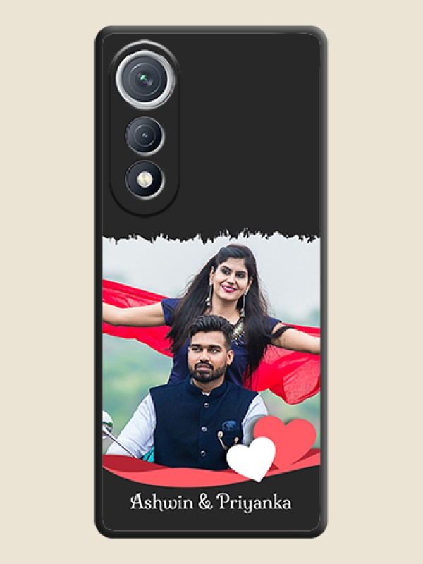 Custom Pin Color Love Shaped Ribbon Design with Text On Space Black Custom Soft Matte Mobile Back Cover - Tecno Pova Curve 5G