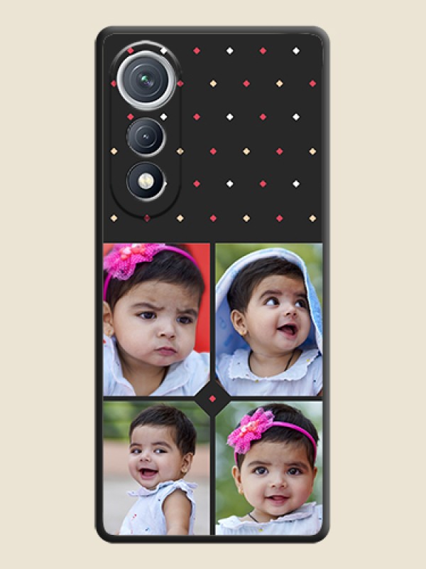 Custom Multicolor Dotted Pattern with 4 Image Holder On Space Black Custom Soft Matte Mobile Back Cover - Tecno Pova Curve 5G