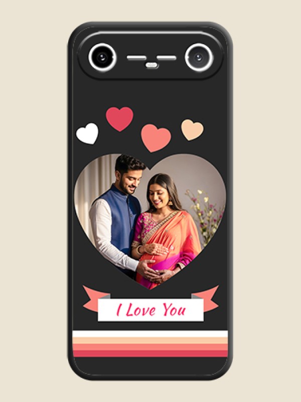 Custom Love Shaped Photo with Colorful Stripes On Space Black Custom Soft Matte Mobile Back Cover - Tecno Pova Slim 5G