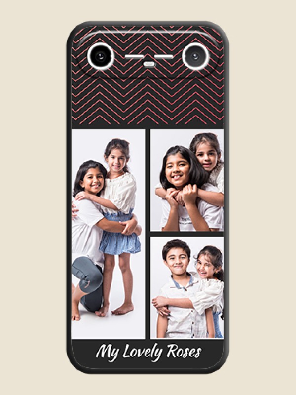 Custom Wave Pattern with 3 Image Holder On Space Black Custom Soft Matte Mobile Back Cover - Tecno Pova Slim 5G