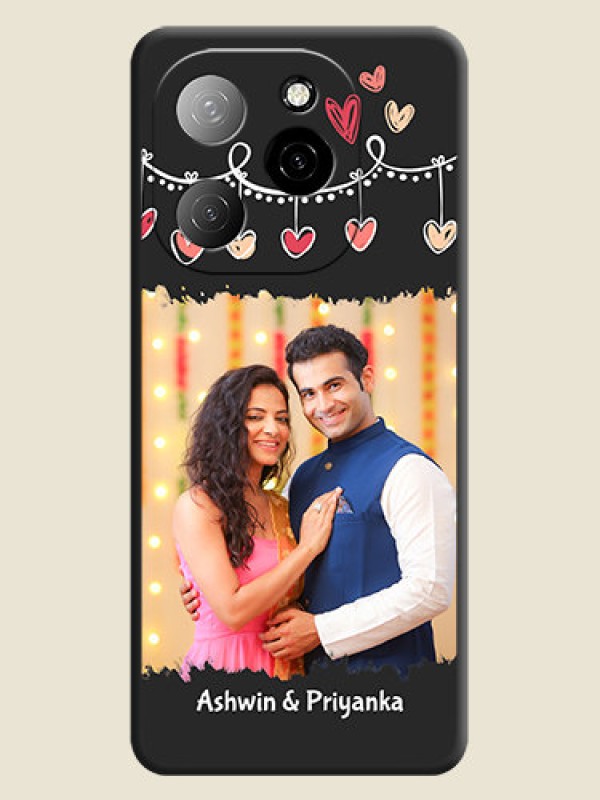 Custom Pink Love Hangings with Name On Space Black Custom Soft Matte Mobile Back Cover - Spark 20 Pro 5G