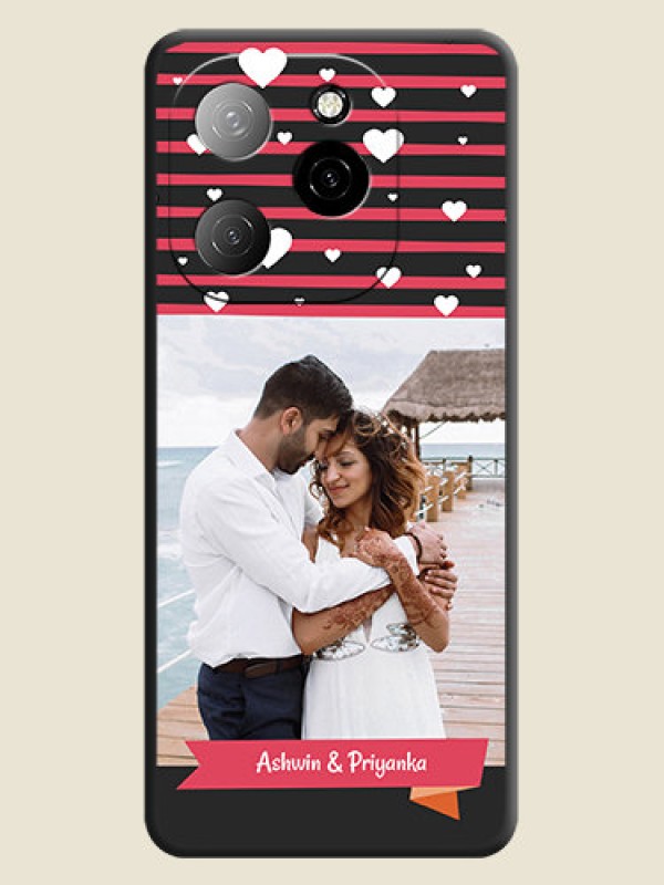 Custom White Color Love Symbols with Pink Lines Pattern On Space Black Custom Soft Matte Mobile Back Cover - Spark 20 Pro 5G