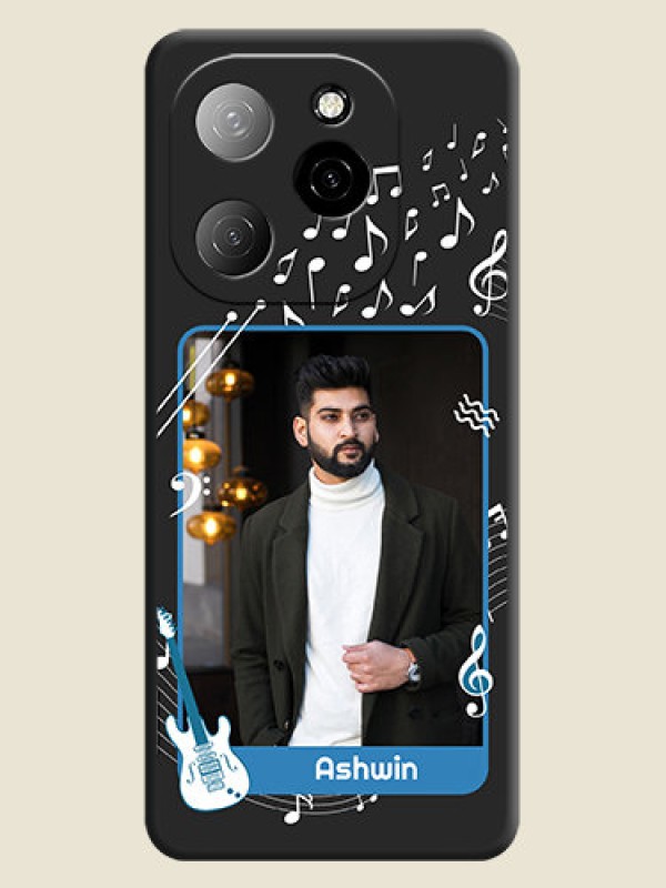 Custom Musical Theme Design with Text on Photo On Space Black Custom Soft Matte Mobile Back Cover - Spark 20 Pro 5G