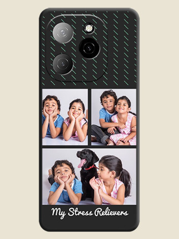 Custom Cross Dotted Pattern with 2 Image Holder On Space Black Custom Soft Matte Mobile Back Cover - Spark 20 Pro 5G