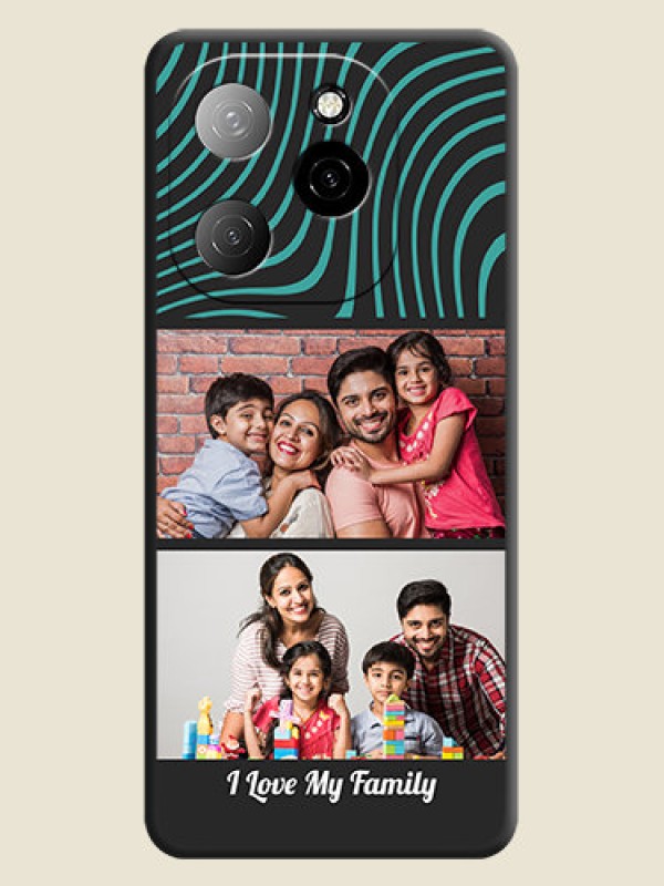 Custom Wave Pattern with 2 Image Holder On Space Black Custom Soft Matte Mobile Back Cover - Spark 20 Pro 5G