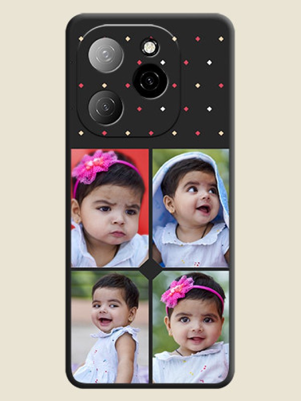 Custom Multicolor Dotted Pattern with 4 Image Holder On Space Black Custom Soft Matte Mobile Back Cover - Spark 20 Pro 5G
