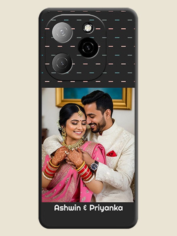 Custom Line Pattern Design with Text On Space Black Custom Soft Matte Mobile Back Cover - Spark 20 Pro 5G