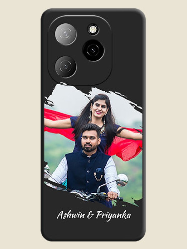 Custom Grunge Brush Strokes on Photo On Space Black Custom Soft Matte Mobile Back Cover - Spark 20 Pro 5G