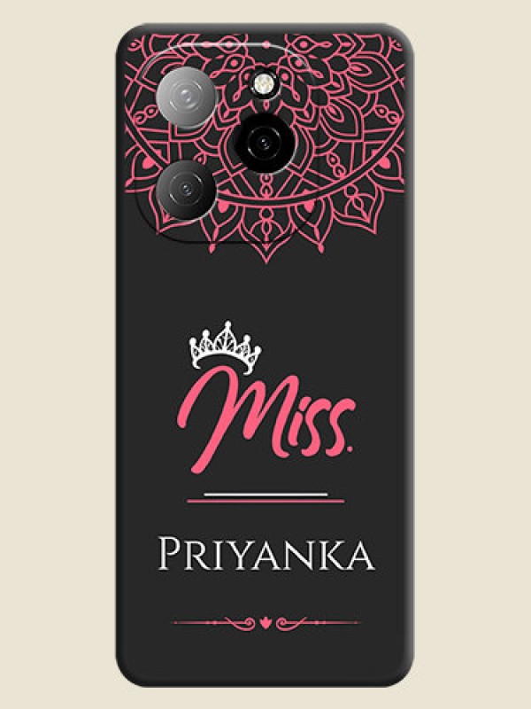 Custom Mrs Name with Floral Design On Space Black Custom Soft Matte Mobile Back Cover - Spark 20 Pro 5G