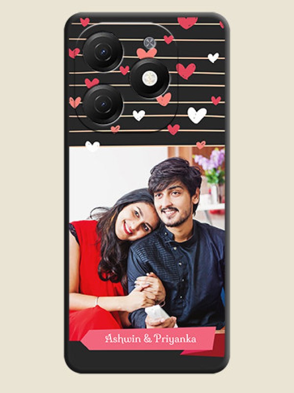 Custom Love Pattern with Name on Pink Ribbon - Photo on Space Black Soft Matte Back Cover - Tecno Spark 20