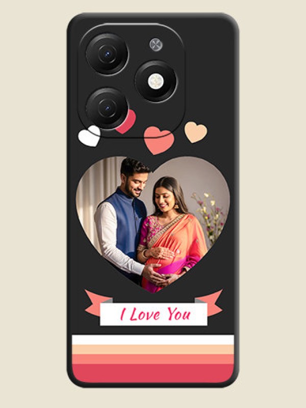 Custom Love Shaped Photo with Colorful Stripes on Personalised Space Black Soft Matte Cases - Tecno Spark 20